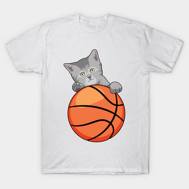 Cat with Basketball T-Shirt by Markus Schnabel